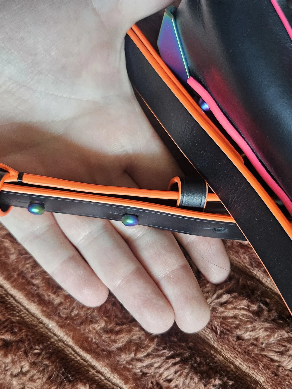 Michael Kors Black Crossbody with Neon Orange & Multicolor Hardware